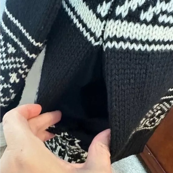 Zara Nordic Chunky Wool Blend Knit Zip Long Cardigan Sweater SZ L Streetwear - Picture 9 of 11